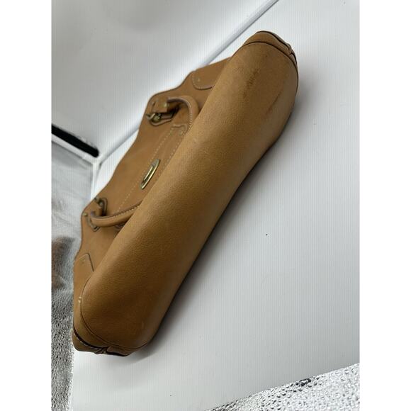 Vintage Michael‎ Kors Tan Leather Brass Handbag Rare Find Large Tote Y2K 90s - Picture 6 of 6